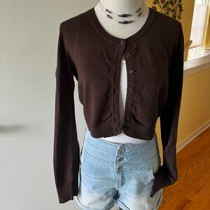 IZ BYER Cardigan Cropped Sweater Dark Brown, XL Juniors - NEW!